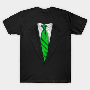 Green Suit Up! Realistic Suit and Tie Costume for Business Casual T-Shirt